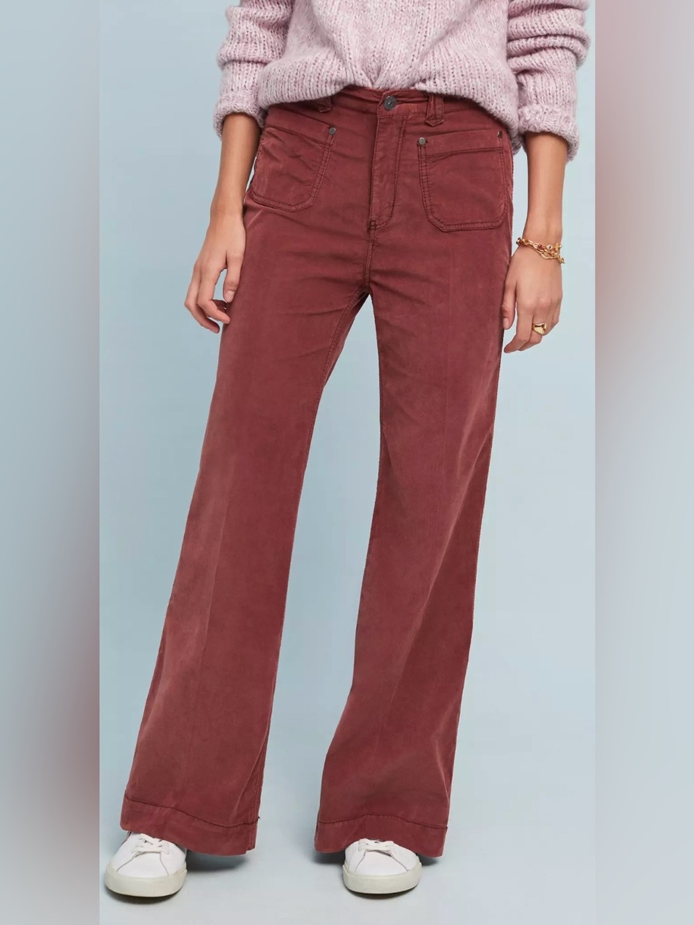 Marrakech Anthropologie Fargo High-Rise Corduroy Wide-Leg Jeans Size 12/31 Retro